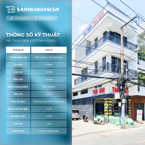 Vải Thun Cotton 4 Chiều