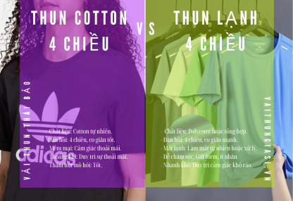 SO SÁNH vải thun cotton 4 chiều hay vải thun LẠNH 4 chiều?