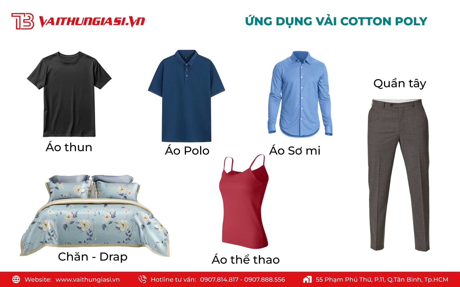 Ứng dụng của vải thun cotton poly