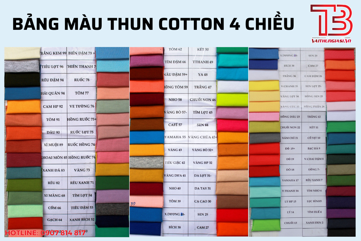vải thun cotton 4 chiều - vải thái bảo chất lượng - uy tín